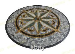 Grey Fish Compass Marble Mosaic Handmade Nautical Medallion Mosaik Customizable