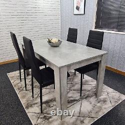 Grey Kitchen Dining Table set and 4 Chairs Wood Stone Grey Effect table set 4