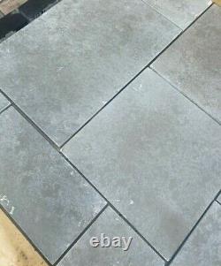 Grey Limestone Paving Honed and Brushed India patio slabs SAWN edge