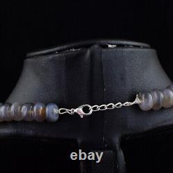 Grey Moonstone Round Shape 492 Cts Single Strand Beaded Necklace AK 29 E488