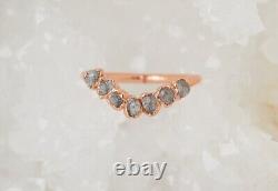 Grey Natural Raw Uncut Rough Diamond Unique Chevron Ring Engagement Gift For Her