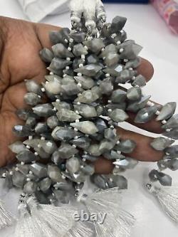 Grey Silverite 10str LOT Faceted teardrops gemstone briolettes beads for jewelry