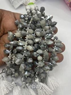 Grey Silverite 10str LOT Faceted teardrops gemstone briolettes beads for jewelry