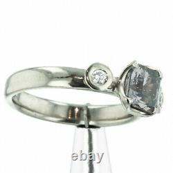 Grey Spinel, Diamond, Solid White Gold 18ct Ring, UK Hallmark