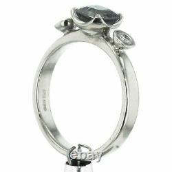 Grey Spinel, Diamond, Solid White Gold 18ct Ring, UK Hallmark