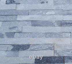 Grey & White Quartz Mixed Split Face 3D Wall Cladding tiles Sparkly SAMPLE