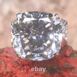 HUGE 21.35 Ct Grey Diamond Men's Ring-925 Silver Certified Great Shine VIDEO