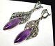 Handmade Natural Amethyst Gemstone Earrings, Sterling Silver 925