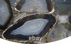 Handmade Semi precious coffee side Round Only table top Natural Agate stone