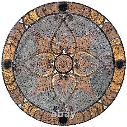 Handmade Symmetrical Brown and Gray Patterned Mosaic Medallion