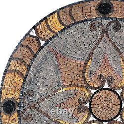 Handmade Symmetrical Brown and Gray Patterned Mosaic Medallion