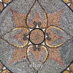 Handmade Symmetrical Brown and Gray Patterned Mosaic Medallion