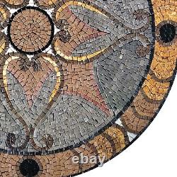 Handmade Symmetrical Brown and Gray Patterned Mosaic Medallion