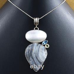 Healing Gift Set Desert Druzy Osmena Pearl 925 Sterling Silver Handmade Pendant