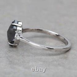 Hexagon Shape Diamond Ring Salt & Pepper Loose Diamond Ring For Wedding Gift