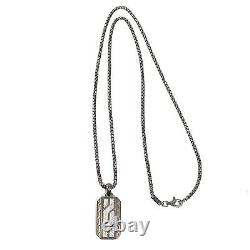 JOHN HARDY Mens. 925 Silver. 46ct Diamond Dog Tag Chain Necklace (MSRP $1,495)
