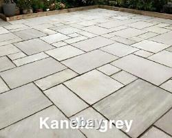 Kandala Grey Natural Indian Sandstone Patio Pack, 4 Sizes, 19.5m Coverage