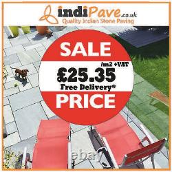 Kandla Grey 22mm Calibrated Indian Paving Sandstone Patio Slabs FREE DELIVERY
