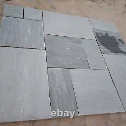 Kandla Grey Indian Sandstone Paving Slabs Riven 19.00m2 Mix Size Patio Pack 20mm