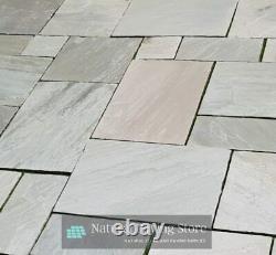 Kandla Grey Sandstone Natural Indian patio paving slabs Mixed sizes Calibrated