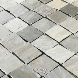 Kandla Grey sandstone paving patio Cobble setts 100mmx100mmx22mm
