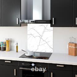 Kitchen Glass Splashback Toughened Tile Cooker ANY SIZE Grey White Marble Stone