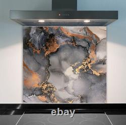 Kitchen Glass Splashback Toughened Tile Cooker Panel Any Size Grey Copper Stone