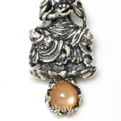 Kwan Yin Pendant solid. 925 Sterling Silver with custom natural gemstone choice US