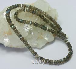 Labradorite Necklace Precious Stone 925 Silver Grey With Blauschimmer 1A 47cm