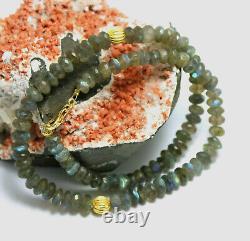 Labradorite Necklace Precious Stone Blau-Schimmer Facetted Gift 48 CM
