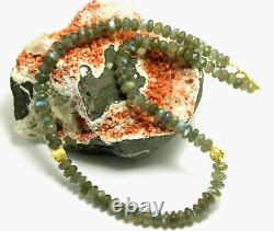 Labradorite Necklace Precious Stone Blau-Schimmer Facetted Gift 48 CM
