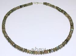 Labradorite Necklace Precious Stone Faceted Grey With Blauschimmer 47 CM