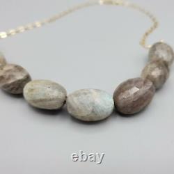 Large Natural Faceted Cut Labradorite Bead Vermeil Sterling Silver Necklace 18