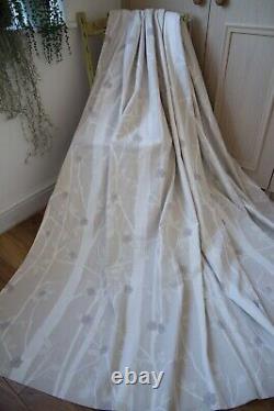 Laura Ashley Cottonwood Stone Grey White Cotton Curtains, 66WX84D, P. Pleat, 1of2prs