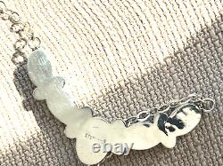 Lg Turquoise chevron chain necklace 925 Sterling silver 5 stone V bar handmade