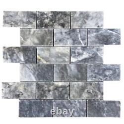 Luna Sky Marble 2x4 Brick on 12x12 Mesh Mosaic Tile (10 sqft per box)