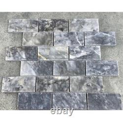 Luna Sky Marble 2x4 Brick on 12x12 Mesh Mosaic Tile (10 sqft per box)