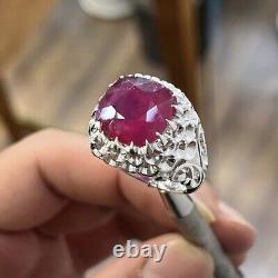 Men Ruby Ring, Natural Ruby Ring, 925 Silver Yaqoot Ring, Real Yaqoot Stone