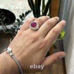 Men Ruby Ring, Natural Ruby Ring, 925 Silver Yaqoot Ring, Real Yaqoot Stone