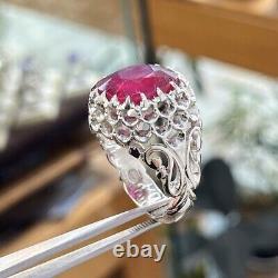 Men Ruby Ring, Natural Ruby Ring, 925 Silver Yaqoot Ring, Real Yaqoot Stone