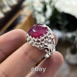 Men Ruby Ring, Natural Ruby Ring, 925 Silver Yaqoot Ring, Real Yaqoot Stone