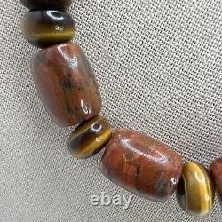 Mine Finds By Jay King Tigers Eye & Jasper 925 Beaded Gemstone Necklace 18-21