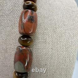 Mine Finds By Jay King Tigers Eye & Jasper 925 Beaded Gemstone Necklace 18-21