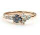 Montana Sapphire Cluster Ring 14k Solid Rose Gold Handcrafted