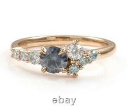Montana Sapphire Cluster Ring 14K Solid Rose Gold Handcrafted