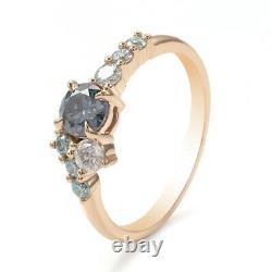 Montana Sapphire Cluster Ring 14K Solid Rose Gold Handcrafted