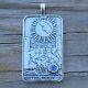 Moon Tarot Card Pendant. 925 Sterling Silver With Natural Rainbow Moonstone Usa