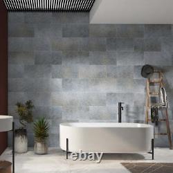Moondust Silver Grey Sandblasted Quartzite Floor & Wall Tiles 600x300x12mm