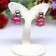 Natural 10 X 12 Mm. Cabochon Red Ruby & Gray Pearl Stud Earrings 925 Silver