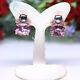 Natural 10 X 12mm. Pink Mystic Topaz, Gray Pearl & Cz Earrings 925 Silver